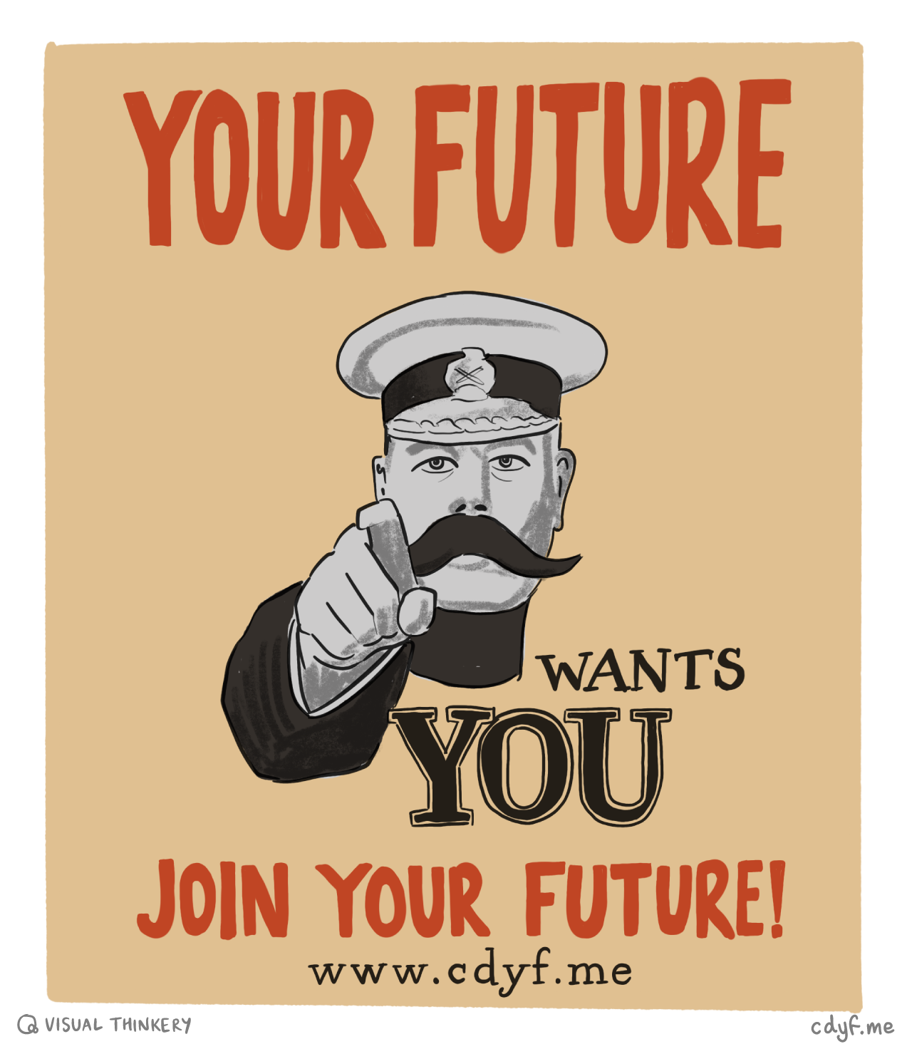 Your Country Future Wants YOU. 🫵 Join your future. If you are a former student of Computer Science who’d like to appear on the show, get in touch. I’m especially interested to hear from students who did internships or placements before they graduated in Computer Science. Your Future Needs You sketch by Visual Thinkery is licensed under CC-BY-ND inspired by an original public domain image of the Lord Kitchener Wants You poster by Alfred Leete on Wikimedia Commons at w.wiki/3xvX