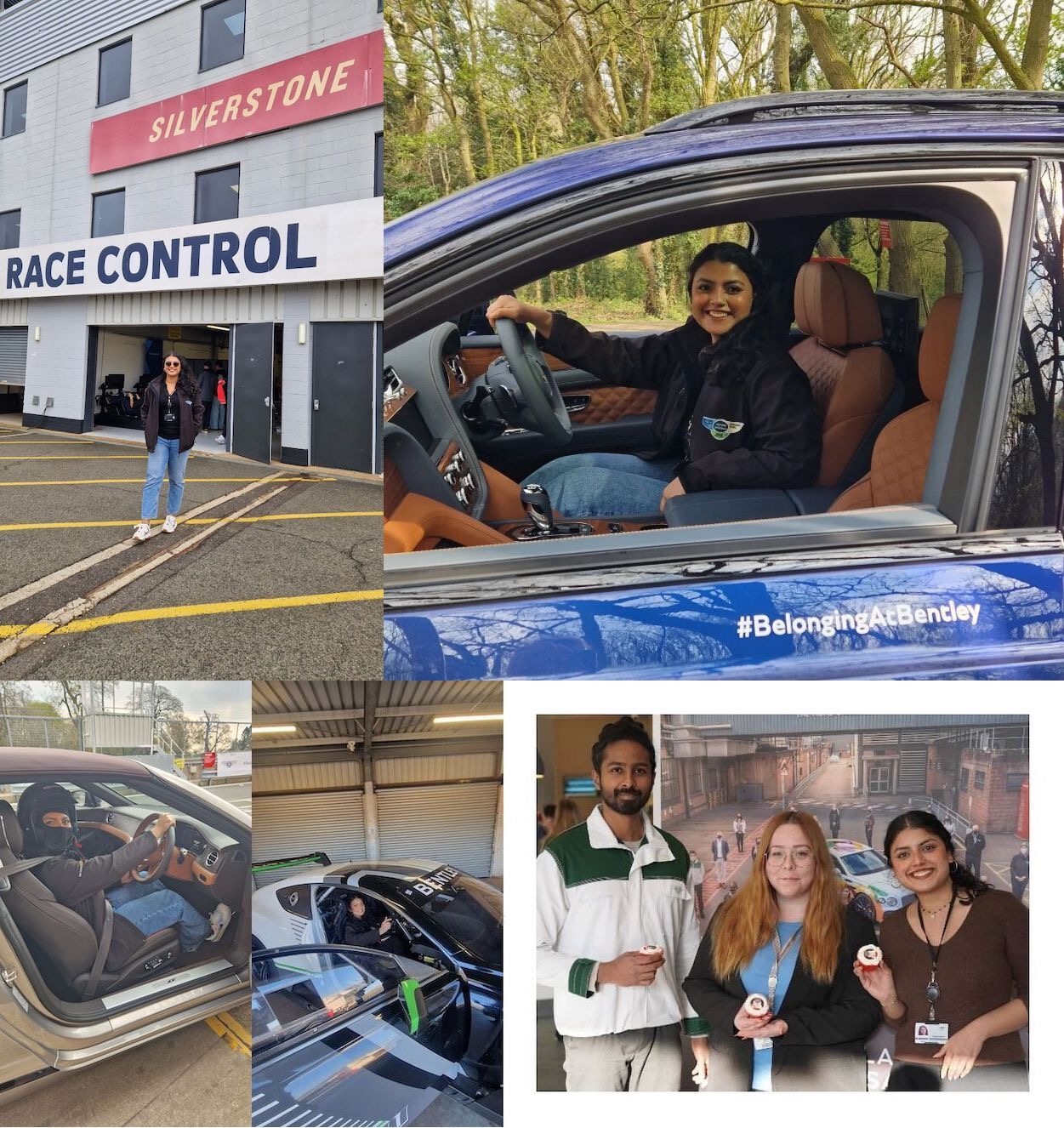 Eman working at Bentley Motors, see careers.bentleymotors.com. Collage of pictures reproduced with permission. (Ahsan 2023)